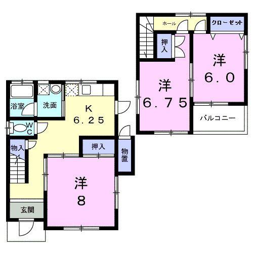 メゾンホーク末永B(3DK/1階)の間取り写真