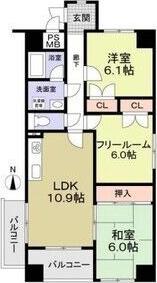 ヴィテイユメゾン成尾(2SLDK/5階)の間取り写真