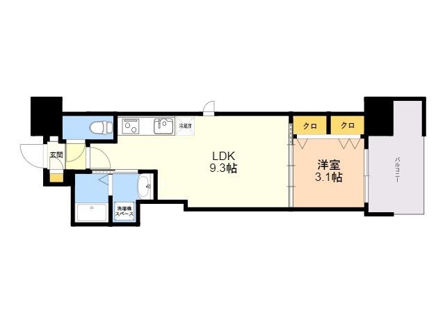 RESIDENCE東公園(1LDK/4階)の間取り写真