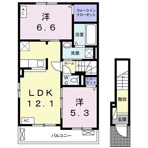 エフティヒア B(2LDK/2階)の間取り写真