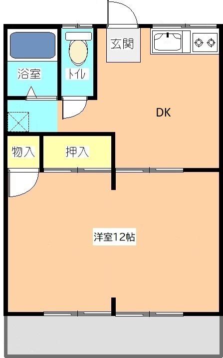 坂口ハイツ(1DK/2階)の間取り写真