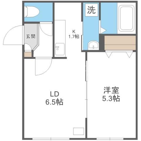 ソフィアステージ札幌白石(1LDK/2階)の間取り写真