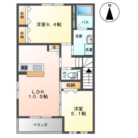 グローリオ(2LDK/2階)の間取り写真