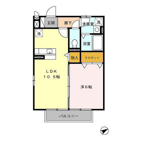 サンフィールド(1LDK/2階)の間取り写真