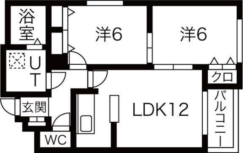パープルサイド(2LDK/3階)の間取り写真