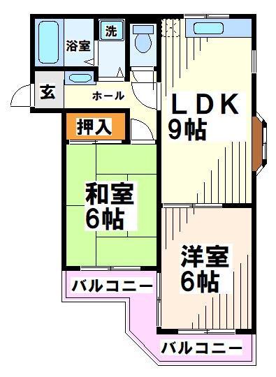 マンションカナイ(2LDK/1階)の間取り写真