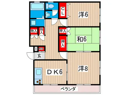 サローデK21(3SK/3階)の間取り写真
