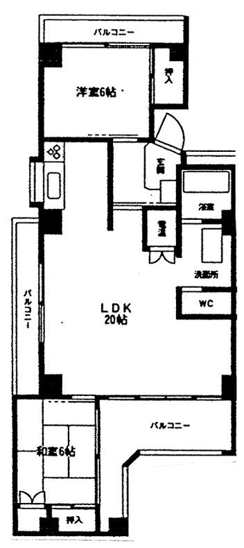 ハイツ宝3(2LDK/5階)の間取り写真