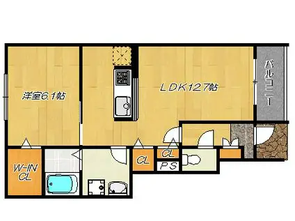 メゾンドソレイユ(1LDK/1階)の間取り写真
