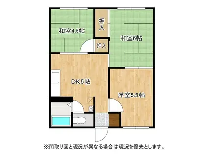 タウニィ熊西(3DK/1階)の間取り写真