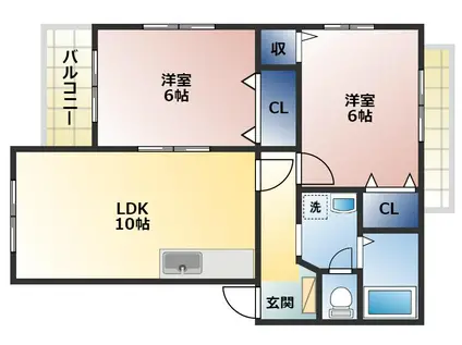 シャトーK葛原(2LDK/2階)の間取り写真