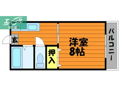 コーポ水畑(1K/1階)の間取り写真