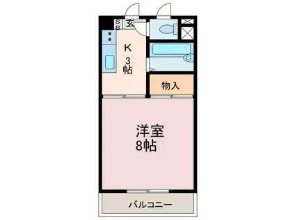石手川ハイツ(1K/4階)の間取り写真