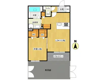 クラウドパーク(1LDK/1階)の間取り写真