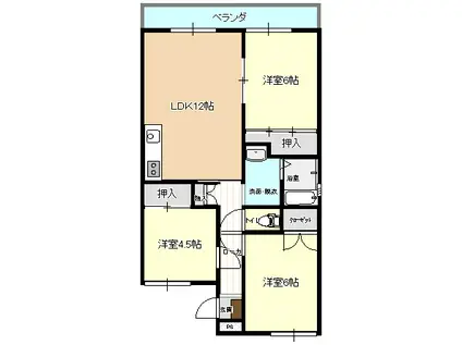 エポックミハル(3LDK/2階)の間取り写真