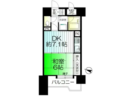 ライオンズマンション片平キャンパス(1DK/4階)の間取り写真
