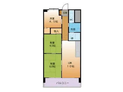 吉田マンション城房(3LDK/6階)の間取り写真