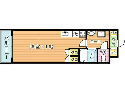 オークランドアサート折尾(ワンルーム/6階)の間取り写真