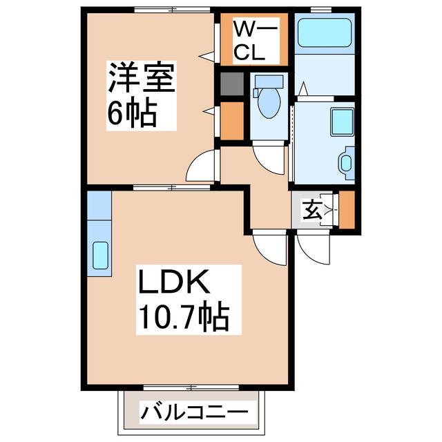パルファンローズ(1LDK/2階)の間取り写真