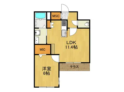 プラージュ蔵前(1LDK/1階)の間取り写真