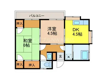 山崎アパート(2DK/2階)の間取り写真