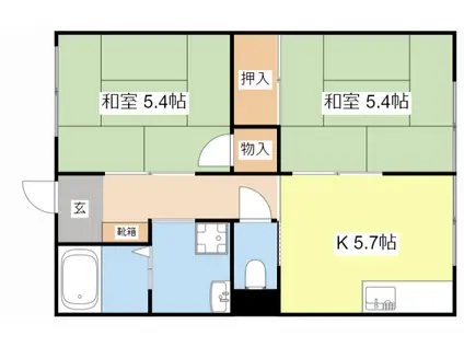 リバティ―ハウス(2DK/1階)の間取り写真