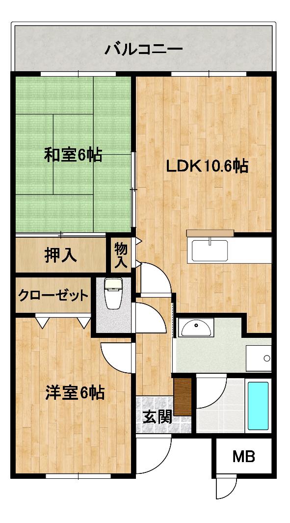 ファミーユ中山(2LDK/5階)の間取り写真