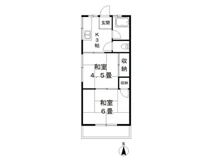 第1小野田ハイツ2号棟(2K/2階)の間取り写真