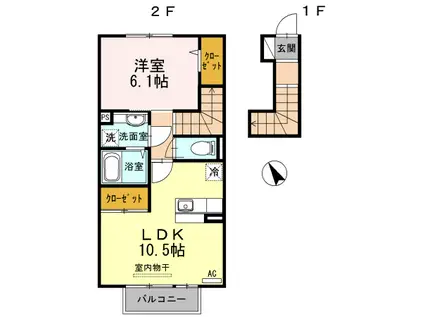 セジュールSAWA(1LDK/2階)の間取り写真