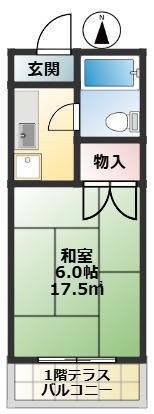 美玉荘(1K/2階)の間取り写真