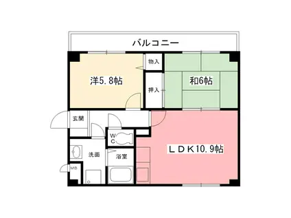 阪急甲陽線 甲陽園駅 徒歩7分 3階建 築27年(2LDK/3階)の間取り写真