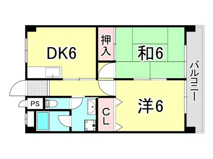 第ニ睦荘(2DK/3階)の間取り写真