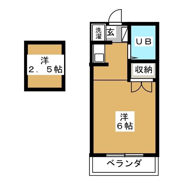 コーポサンルート(ワンルーム/1階)の間取り写真
