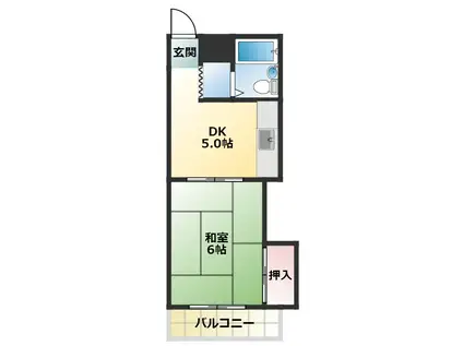 田島マンション(1DK/3階)の間取り写真