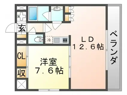 レジディア江坂(1LDK/7階)の間取り写真