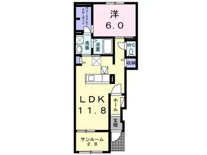 ＪＲ宇都宮線 小金井駅 徒歩42分 2階建 築5年(1LDK/1階)の間取り写真