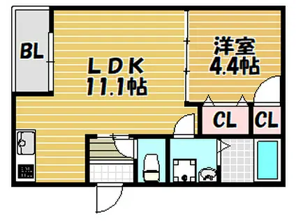パラドール徳庵(1LDK/1階)の間取り写真