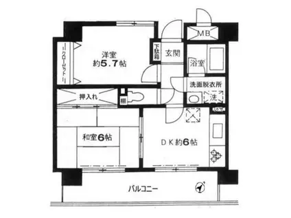 エクセルシオール藤沢(2DK/3階)の間取り写真