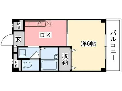 木元マンション(1DK/3階)の間取り写真