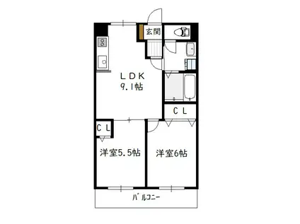 T・Sグランデ清武(2LDK/1階)の間取り写真