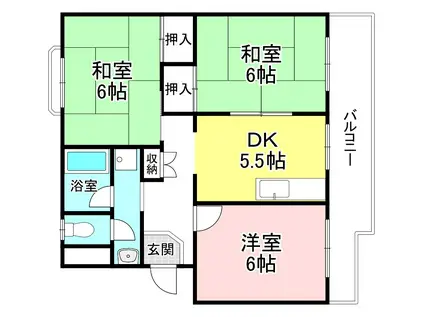 湖南コーポクライノII(3DK/4階)の間取り写真