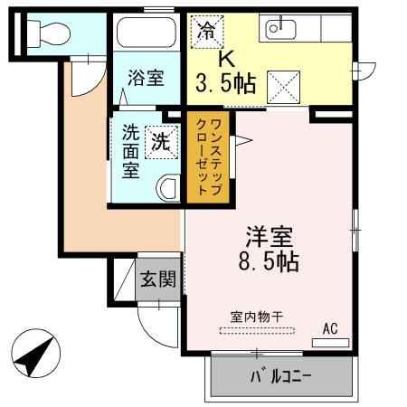 ブランカーサ(1K/1階)の間取り写真