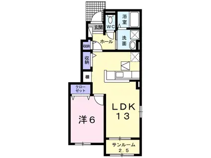 アルバII(1LDK/1階)の間取り写真
