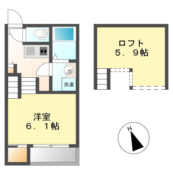 クレール城西(1SK/1階)の間取り写真
