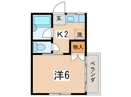 ハウスカトレア(1K/2階)の間取り写真