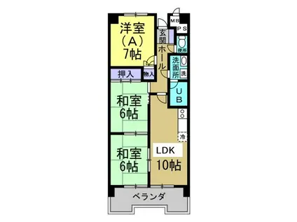 グランドヒルズ東海(3LDK/3階)の間取り写真