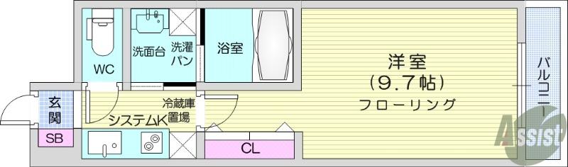 アリエッタ福室MⅡ(1K/3階)の間取り写真