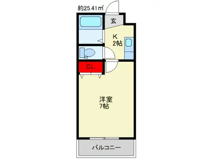 FLAT2 松本(1K/4階)の間取り写真