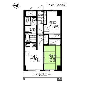ロイヤルヒルズ柳生I(2DK/2階)の間取り写真