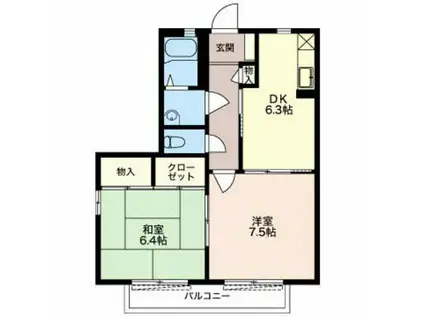 ANBITIOUS(2DK/2階)の間取り写真